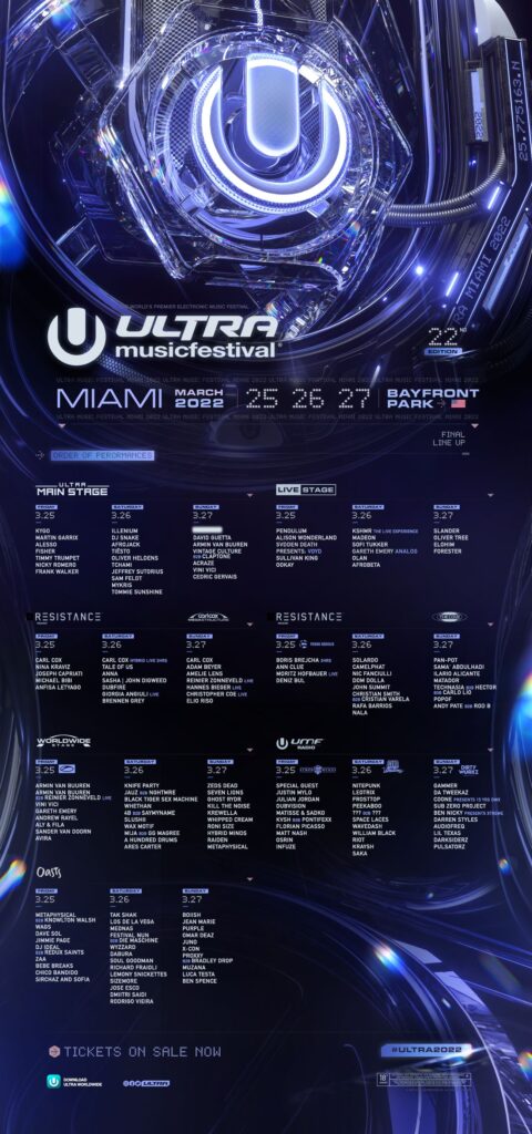 Ultra Music Festival Daily Programming 2022