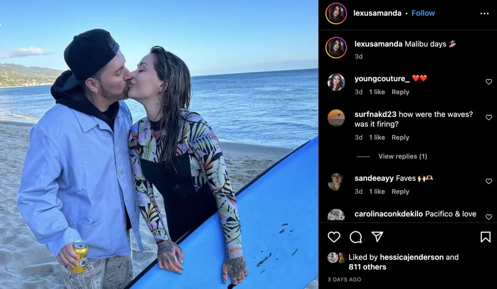 pasquale rotella and lexus amanda kissing in IG post