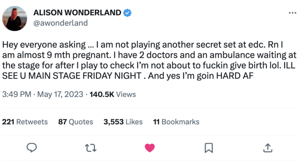 Alison Wonderland EDC Birth 