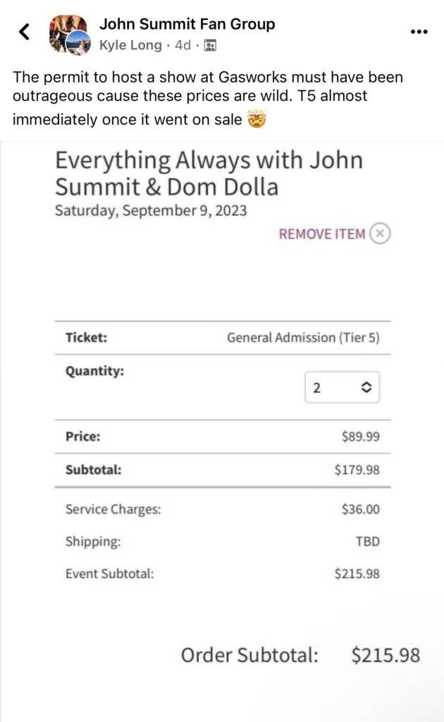 john dom ticket prices