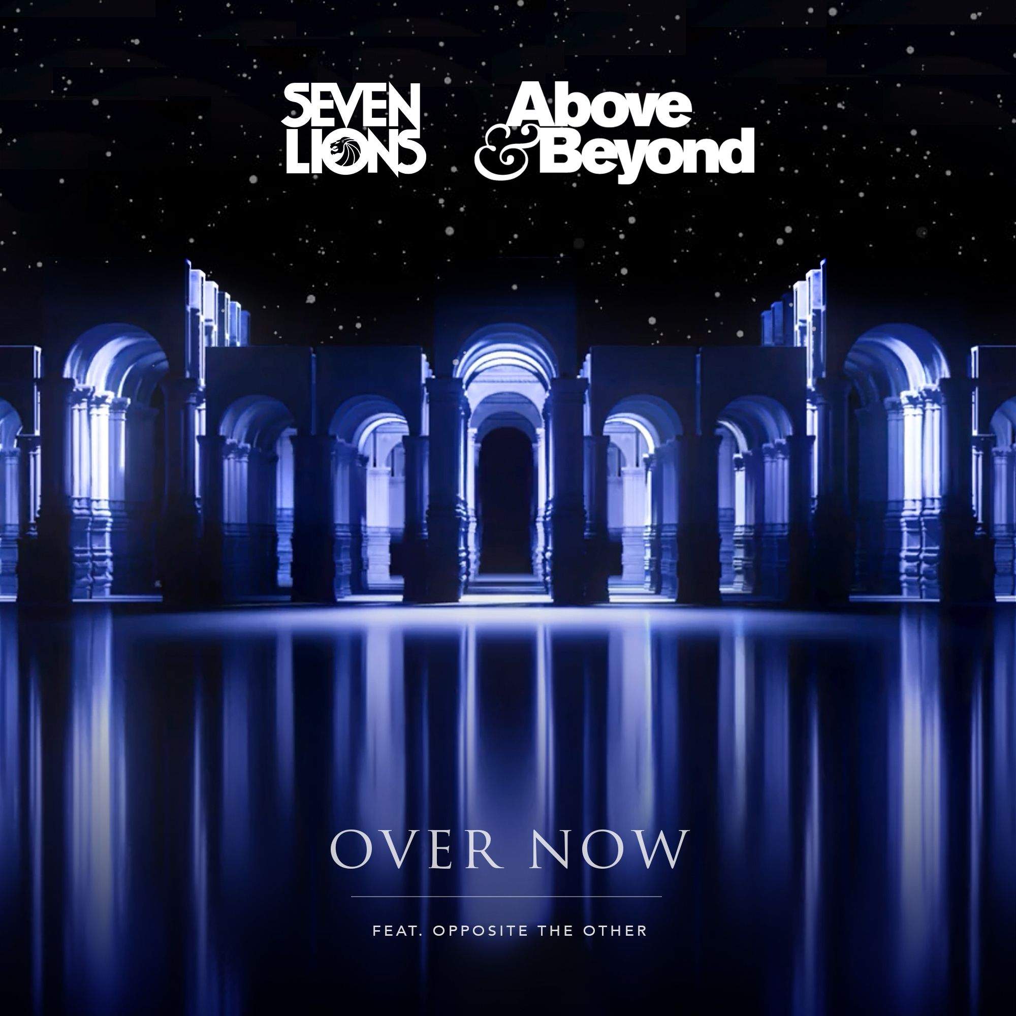 Album art for the new single by Seven Lions, Above and Beyond, and Opposite the Other, 'Over now'.