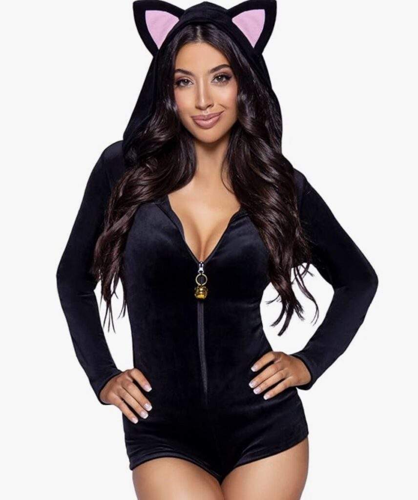 cat costume for a halloween rave event