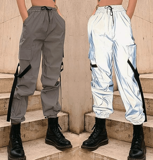 reflective pants for a winter rave outfit