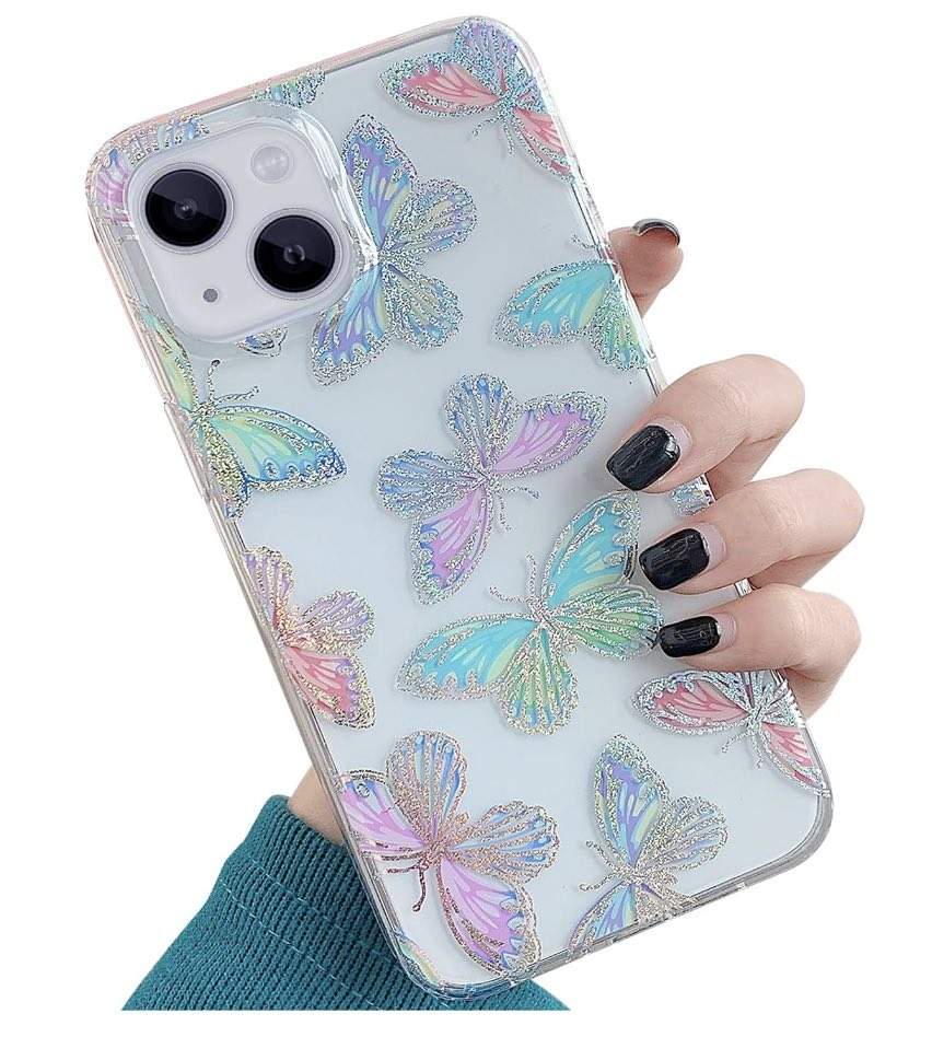 butterfly glitter phone case