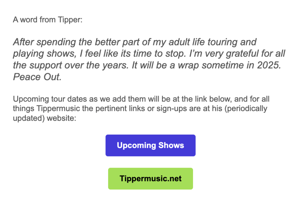 tipper retirement email